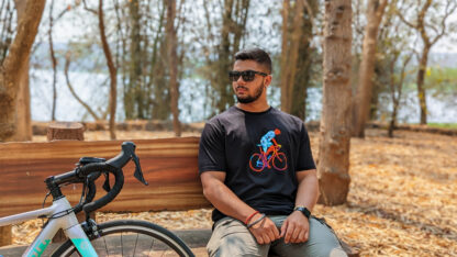 Calyz Black T-shirt with Climbing Cyclist - Image 3